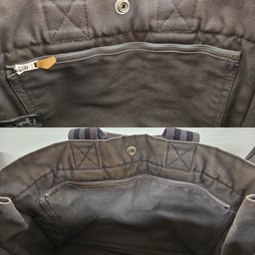 Hermes Canvas Fourre Tout Holdall MM and GM Tote Bag Set in Gray and Black - Picture 14 of 17